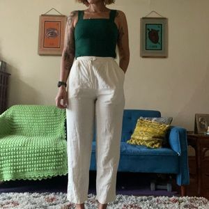 Vintage Linen High-Waisted cream trousers